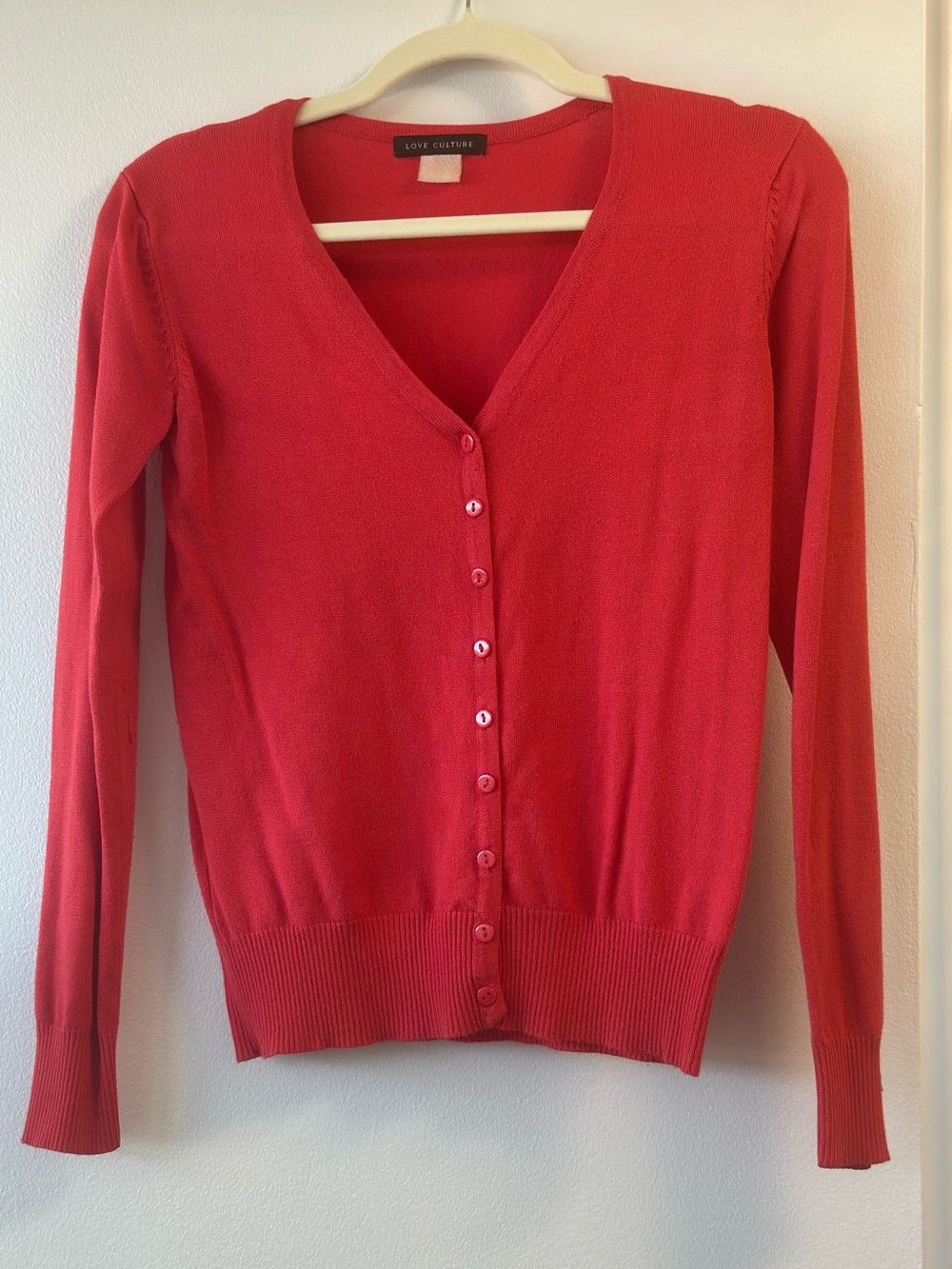 Love Culture Bright Red V‑Neck Button Cardigan